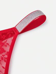 Bella Beso Quần lót ren lấp lánh cho nữ G-String Đồ lót cô dâu, Rave - Đỏ - Xem 4