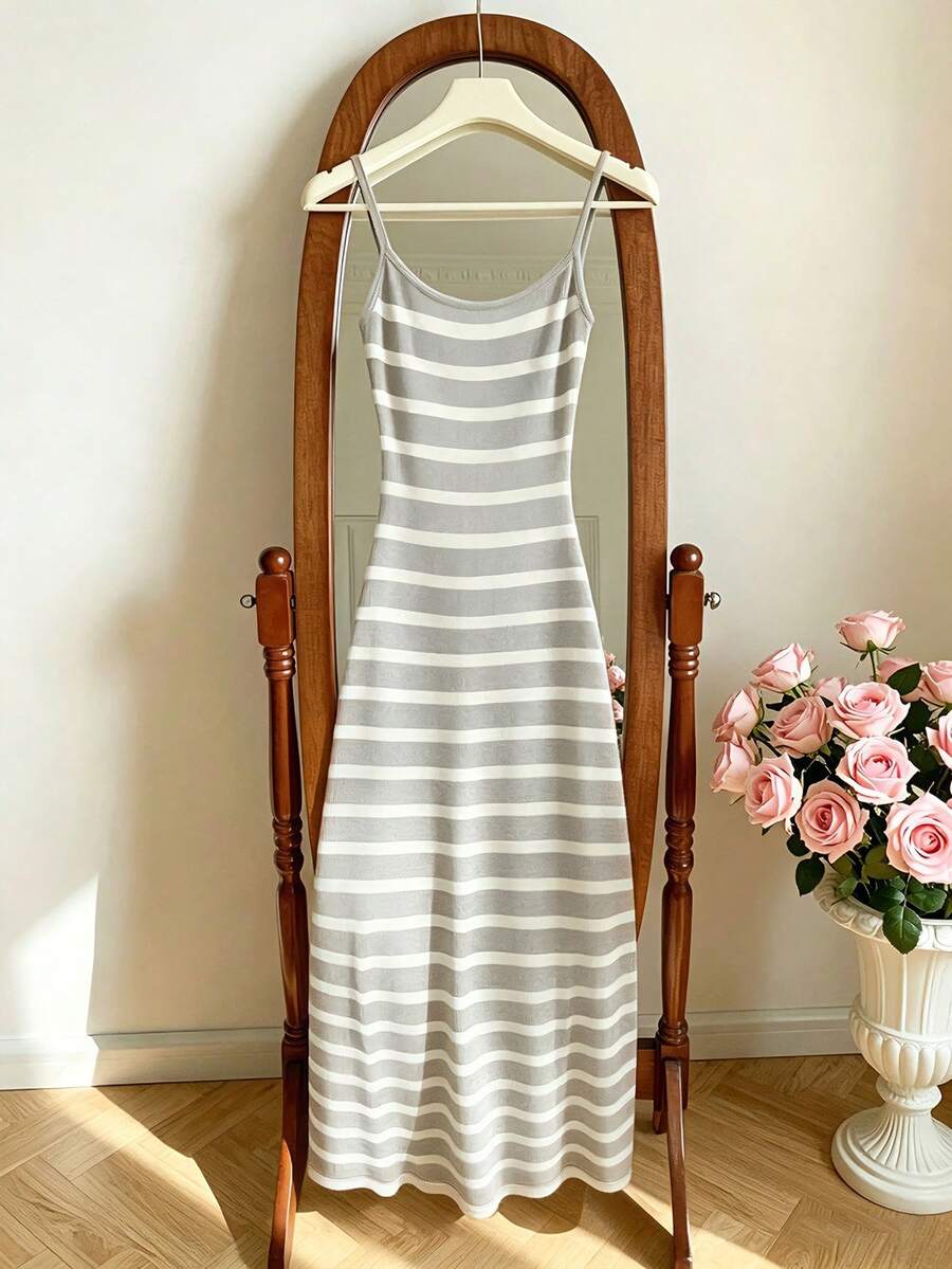 Resyla Women Outfits, Women Dress, Striped Dress, Now, Fashion Dress, Strap Dress, Sling Dress, Spaghetti Strap Dress, Maxi Dress, Long Dress, - Multicolor - View 1