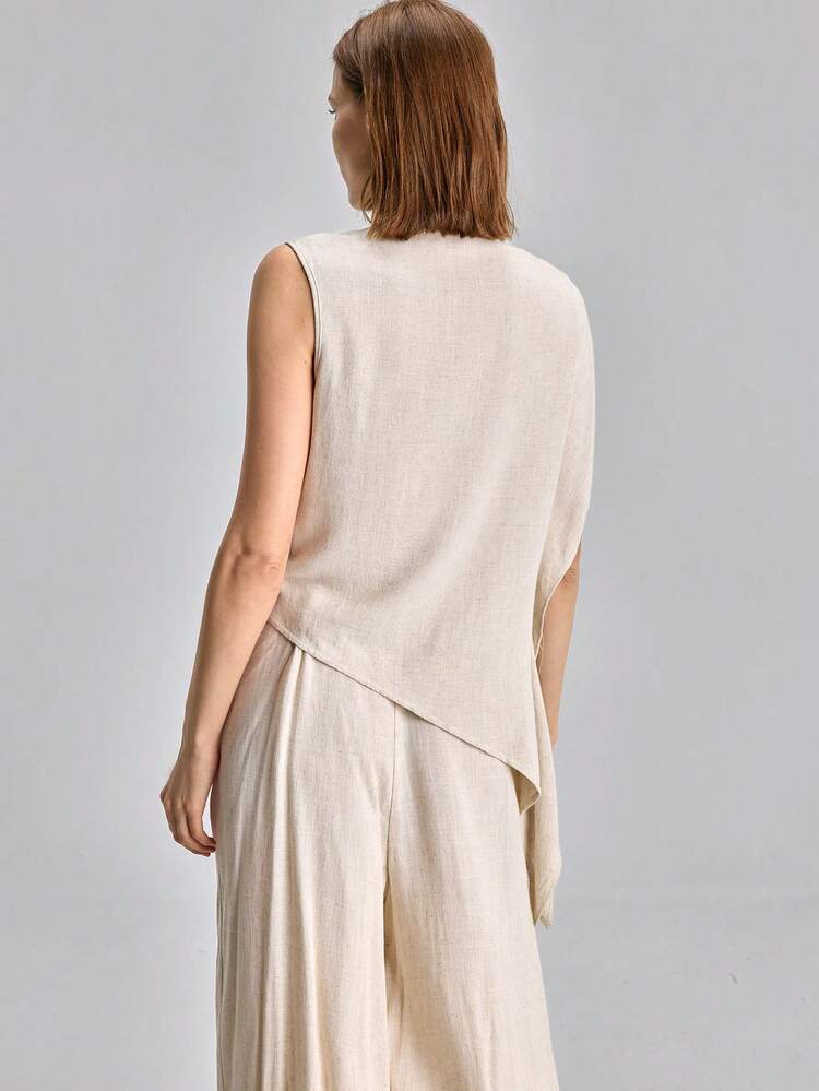 Women's Solid Color Asymmetric Design Loose Casual Minimalist Top Brunch Beige Summmer All-Season Versatile Modern Urban Fashion Business Casual Women's Wear Office Attire Understated Old-Money Style, Elegant And Sophisticated, High-Quality Commuter And Airport Clothes Bohemian Style Vacation Outfits Seaside Women's Clothing, Country Music Concert Style, Western Style Clothing, Nomadic Casual Fashion Boho Modern Vacation Nomadic Casual Fashion All-Match Women's Country Concert Clothing Western S