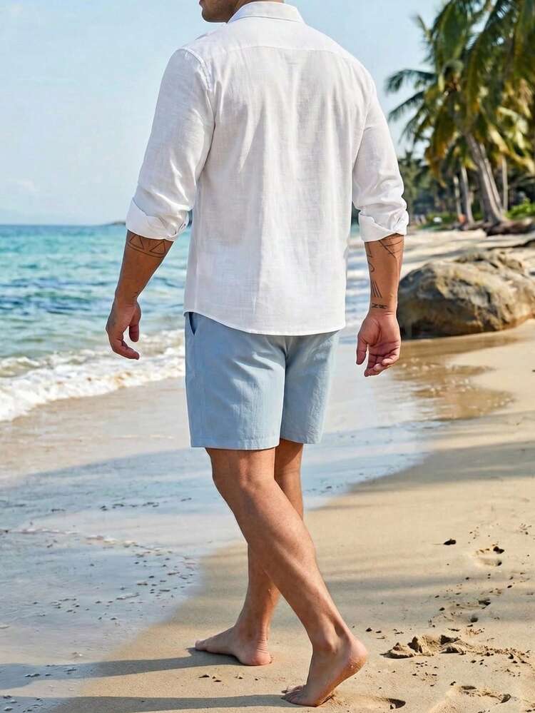 Plus Size Men's Long Sleeve White Formal Shirt, Suitable For Commuting