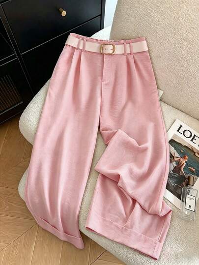 GlowEve CURVE Pantalones casuales sueltos de pierna ancha de unicolor para mujer de talla grande