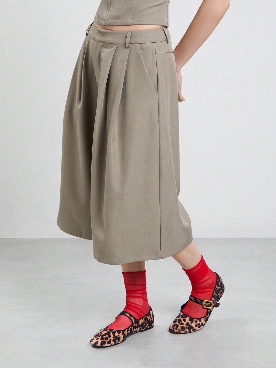 COUREZ Longline Tailored Shorts Y2K Summer Outfits For Women Going Out Business Office Work Casual Autumn Bottoms Clothes Grey - Grey - View 1
