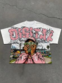 Manfinity EMRG Áo thun nam dáng rộng, phong cách đường phố, họa tiết graffiti. - Nhiều màu - Xem 2