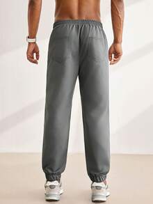 Driftmere Men's Casual Solid Color Drawstring Slant Pocket Jogger Pants, Fall Father's Day – A Fathers Day Gift Guide - Dark Grey - View 2