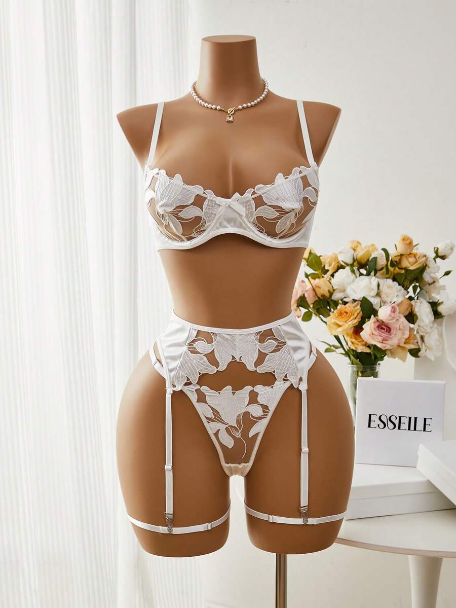 Esselle Bộ 5 món đồ lót gợi cảm cho nữ - trắng - Xem 1