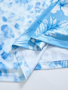 Rusticease Plus Size Summer Casual Leopard Floral Print Tank Top Country Style For Women Vacation Outfits Holiday Formal Light Blue - Blue - View 4