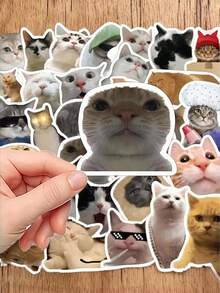 1SET 50PCS Cute Cat Waterproof DIY Stickers - Racing Style Laptop Phone Case Guitar Travel Motorcycle Car Accessories Sticker - cat - View 2