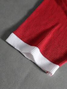 ROMWE MEN Prep Áo Polo nam dệt kim thêu - Đỏ - Xem 3