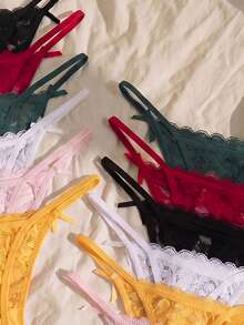 Lullawish 12 Stück/Set romantische, sexy Spitzen-Damen-Tanga, verschiedene Farben - Verschiedenfarbig - Übersicht 3