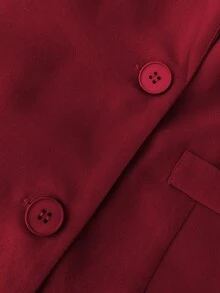 Maweii Setelan Rompi Kancing Ganda Elegan Ukuran Plus & Celana Panjang Lebar, Pakaian Kantor/Perjalanan - Burgundy - View 7