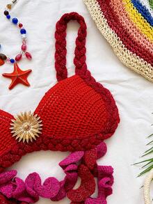Soleia Bộ đồ 2 mảnh gợi cảm, lãng mạn, kiểu ombre gồm áo crop top và chân váy mini xếp tầng, thích hợp cho tiệc tùng, hẹn hò, hộp đêm, phong cách boho, nghỉ mát, trang phục nữ mùa thu, vintage. - Nhiều màu - Xem 7
