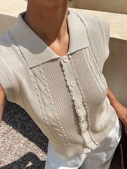 Livesso Blusa de punto de unicolor versátil y casual para uso diario
