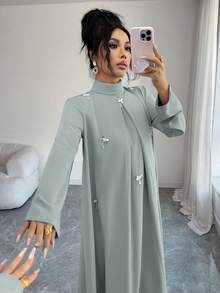 Yasmyna 女士立领褶裥休闲派对旅行阿拉伯风格连衣裙 - 綠色 - 查看 4
