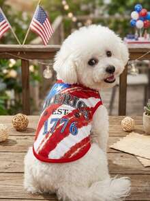 PETSIN Independence Day Vest With 1776 English Splatter Star Street Style Pattern Positioning Print - Universal For Cats And Dogs - Multicolor - View 3