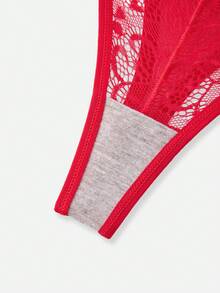3 件装对比色蕾丝镂空内裤套装性感内衣 - 彩色 - 查看 11