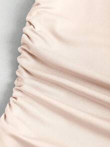 Sweetra Neuer Frühling/Sommer Damen stilvoller High Street Chic asymmetrischer Schulter figurbetonte schmale bequeme lässig Sport T-Shirt - Aprikosenfarben - Übersicht 3
