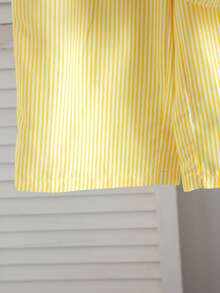 Babygirl Cute Vacation Casual Striped Bow Decor Camisole & Elastic Waist Pants Set - Yellow - View 5