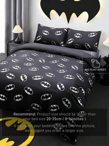BATMAN X SHEIN Set 3 buah Selimut Motif Perak Panas Warna Hitam, Selimut Motif Animasi, Nyaman dan Lembut, Hangat dan Dapat Dicuci dengan Mesin, Cocok untuk Tempat Tidur Single/Double/Queen/King, Asrama/Rumah, Perlengkapan Tidur yang Sejuk - pencampuran warna - View 7