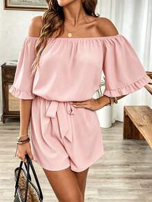 Breezaya Mono con volantes al hombro estilo hawaiano - Rosa - Ver 5