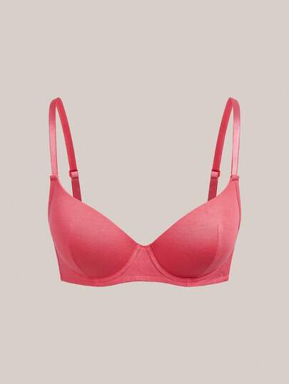 SHEIN 1pc Minimalist Style Wire-Rimmed Bra, Women