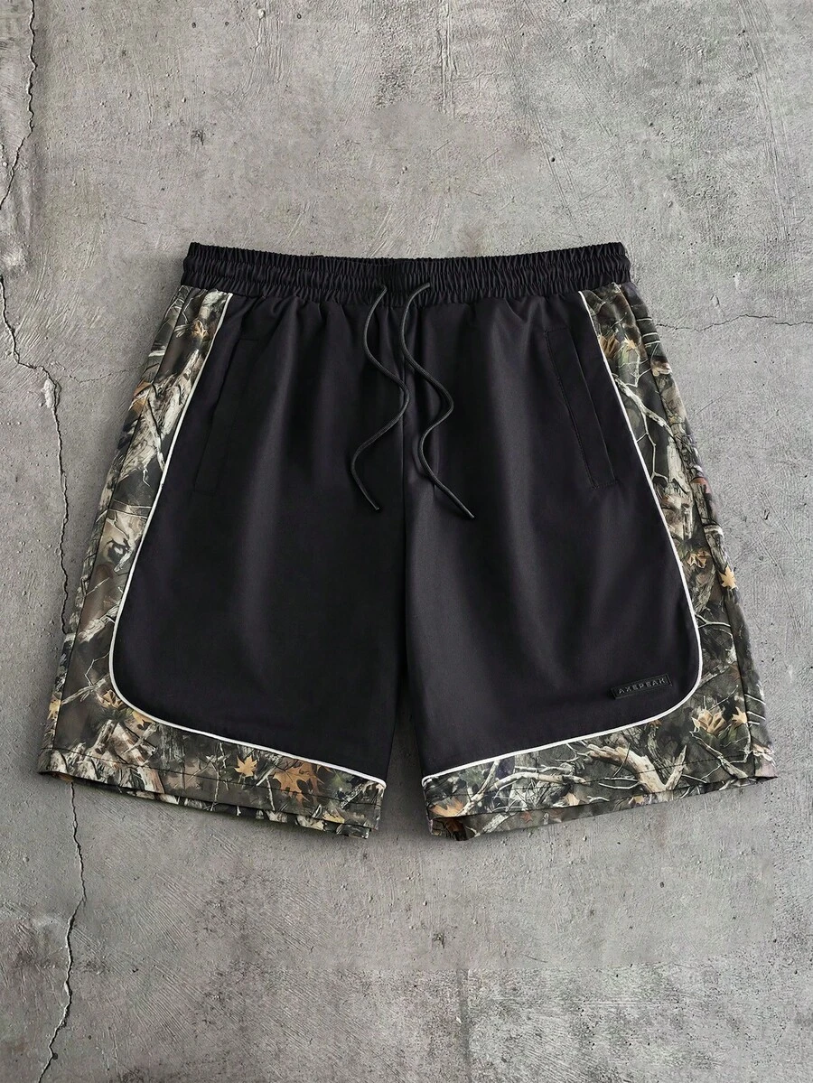 AXEPEAK Men's Graphic Print Drawstring Waist Casual Shorts, Spring/Summer - Multicolor - View 1