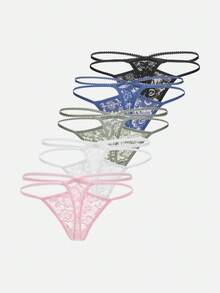 Bộ 5 quần lót bikini cạp thấp phong cách Pháp dễ thương và lãng mạn dành cho nữ - Nhiều màu - Xem 2