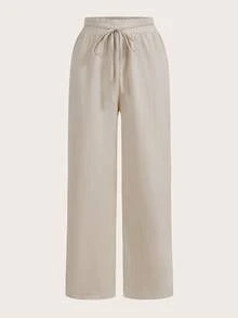 SHEIN Tall CURVE 大码休闲宽松直筒裤 - 彩色 - 查看 13