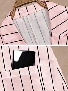 EMERY ROSE Áo blazer nữ cỡ lớn mùa xuân/thu, kiểu dáng thường ngày/công sở, họa tiết kẻ sọc, cổ ve lật, chất liệu nhẹ. - Màu Hồng baby - Xem 6