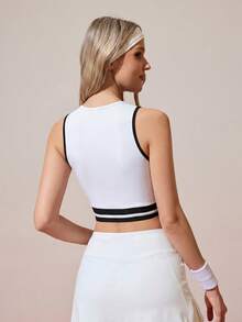CourtClass CourtClass Women's Comfortable Breathable Striped Sports Bra - White - View 2