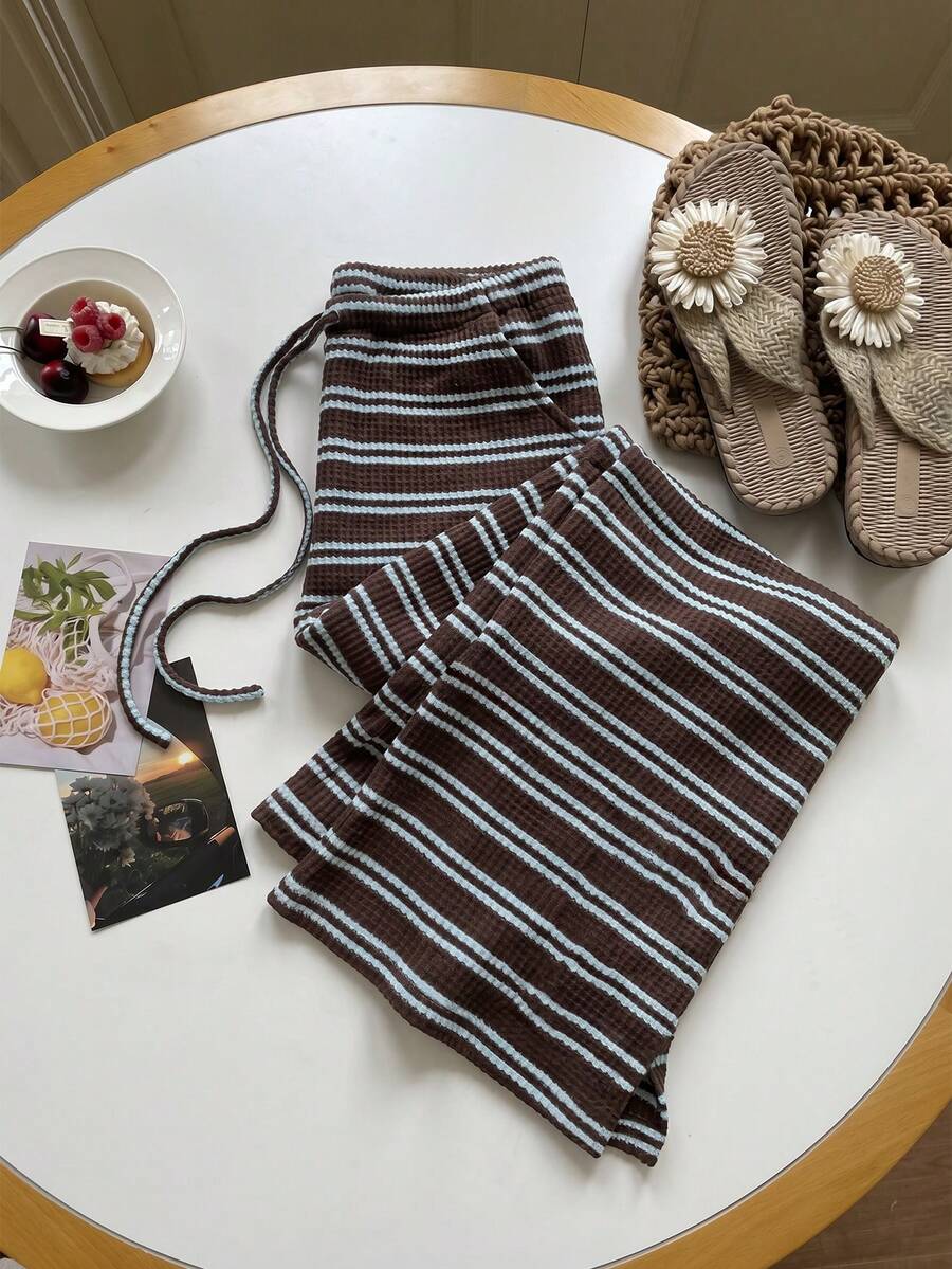 Comfortcana Women's Summer Knit Striped Pants - Multicolor - View 1