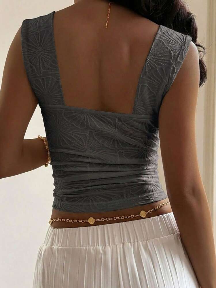 Women's Solid Color Pleated Fitted Casual Everyday Top