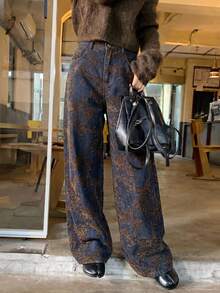 DAZY Quần jeans nữ in họa tiết hoa, phong cách nữ tính, đường phố, thời trang Hàn Quốc. - Màu xanh lam - Xem 5