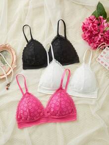 3pcs/Set Wireless Bra Combo, Multi-Color - Multicolor - View 3