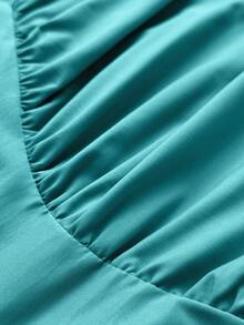 Maweii Plus Size Sexy Fitted Cutout Cinched Waist Sleeveless Dress - Teal Blue - View 5