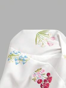 SHEIN MOD 大码女式碎花蝴蝶结装饰圆领无袖时尚连衣裙 白色混纺碎花 红色系带肩带 无袖A字廓形复古风格 春夏花园户外休闲日常穿着 柔软透气面料，夏季连衣裙 - 彩色 - 查看 7