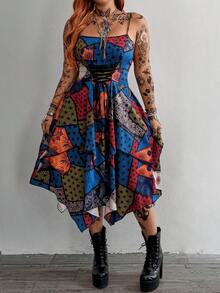 Whyspr Đầm maxi không tay hai dây dáng rộng dành cho nữ, kiểu dáng cổ điển Trung Hoa, phong cách hippie Y2K với họa tiết hoa rách, đầm maxi dáng rộng ôm eo kiểu Bohemian, đầm maxi thanh lịch in họa tiết dân gian cổ điển nhiều màu sắc, thích hợp cho hẹn hò, đi chơi, đi làm, kỳ nghỉ, tiệc tùng, Halloween, phong cách đồng quê. - Nhiều màu - Xem 3