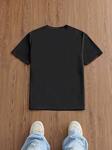 NORVETH 男款 2026 世界盃 T-shirt，休閒寬鬆版型短袖拼接綠黃圖案印花 T-shirt，經典配色足球球衣，透氣不悶汗，訓練、比賽與球迷應援首選，中性款 2026 足球球衣，球迷禮物，球迷服飾，1 件裝 - 黑色 - 查看 6