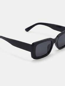 Lumivelle 1 Pair Y2K Style Square Glasses, Unisex Retro Casual Beach Fashion Eyewear, Suitable For Summer Beach, Outdoor Activities, Travel, Casual Rectangular Frames, Suitable For Outings And Back To School Season - Black - View 5