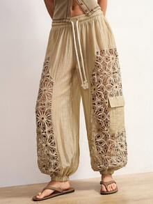 Bohemela Women's Casual Woven Patchwork Loose Pants - Multicolor - View 3