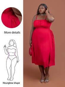 CurvyTilda Vestido Camiseta Mulheres Plus Size Cor Sólida com Franzido Lateral, Vestidos de Aniversário para Mulheres, Vestido de Corset para Festa, Para Silhueta Ampulheta, Para o Verão - Vinho - Visão 1