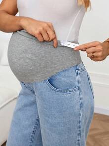SHEIN Quần jean bầu dáng rộng, thoải mái, túi xéo, ống rộng, thích hợp mặc hàng ngày, đi làm, mùa hè, lễ hội, đi nghỉ mát, tốt nghiệp, phong cách Y2K, dễ thương, thời trang đường phố, quyến rũ, dự tiệc, đám cưới, thanh lịch, công sở, nữ tính, đi biển, tốt nghiệp, quần jean bầu màu sáng, ống rộng, denim với miếng đệm bụng thoải mái, quần jean bầu dáng rộng, denim với đai bụng có gân. - Màu xanh lam - Xem 7