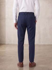 Manfinity Homme Men's Slim Fit Casual Business Pants - Navy Blue - View 2