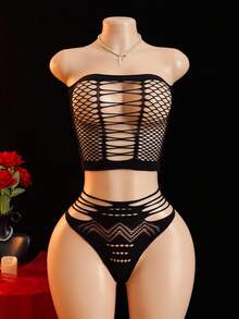 女士性感内衣套装 - 黑色 - 查看 1