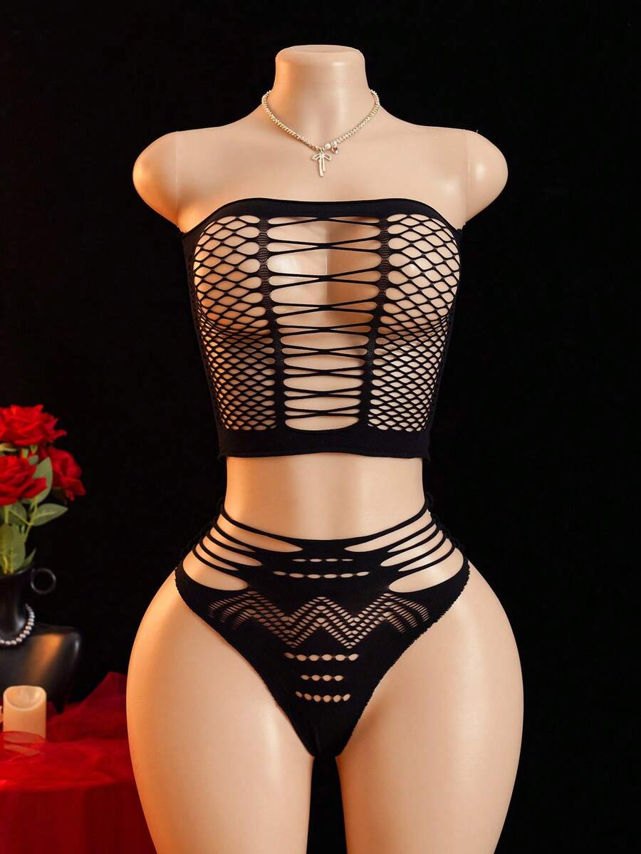 女士性感内衣套装 - 黑色 - 查看 1