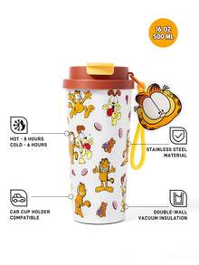 GARFIELD | SHEIN Vacuum Insulated Stainless Steel ,Leak-Proof Lid, Suitable For Hot Drinks / Cold Drinks, Suitable For Most Cup Holders - Brown - View 2