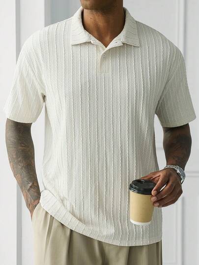 HUEFORM Men's Fashionable Versatile Knit Polo Shirt, Casual For Mother's Day