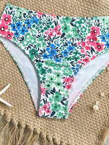 SHEIN Tween Girl Floral Print Spaghetti Strap Bikini Set - Multicolor - View 5