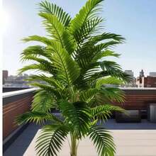120厘米大型仿真植物，人造棕榈树，热带棕榈叶，仿真棕榈树，高大树木，室内仿真触感塑料龟背竹叶，适用于家居、厨房、户外办公室装饰 - 綠色 - 查看 9