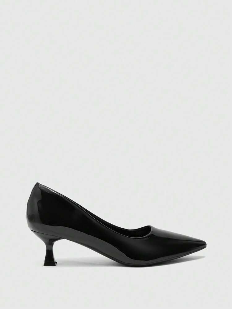 CUCCOO BIZCHIC Women's Pointed Kitten And Black Elegant Low Vamp High Heels Are Suitable For Daily Commuting To Work, Fashionable And Simple Basic Women's High-Heeled Shoes