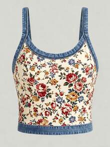 Camiseta de tirantes con estampado floral digital para mujer - Multicolor 6 - Ver 2